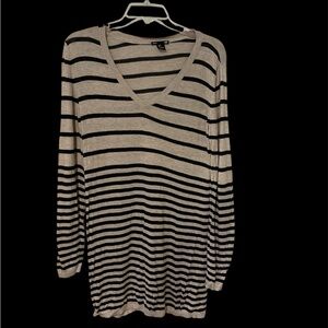 H&M Beige and Black Striped Sweater